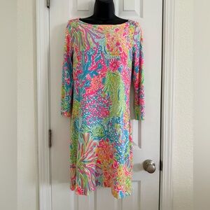 Lilly Pulitzer Women Sophie Dress S 3/4 Sleeve Floral Boat Neck RN#88189